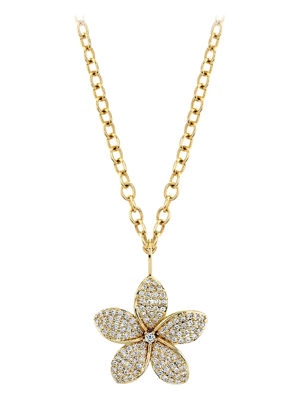 Sydney Evan 18k Yellow Gold Diamond Flower Necklace In Gold