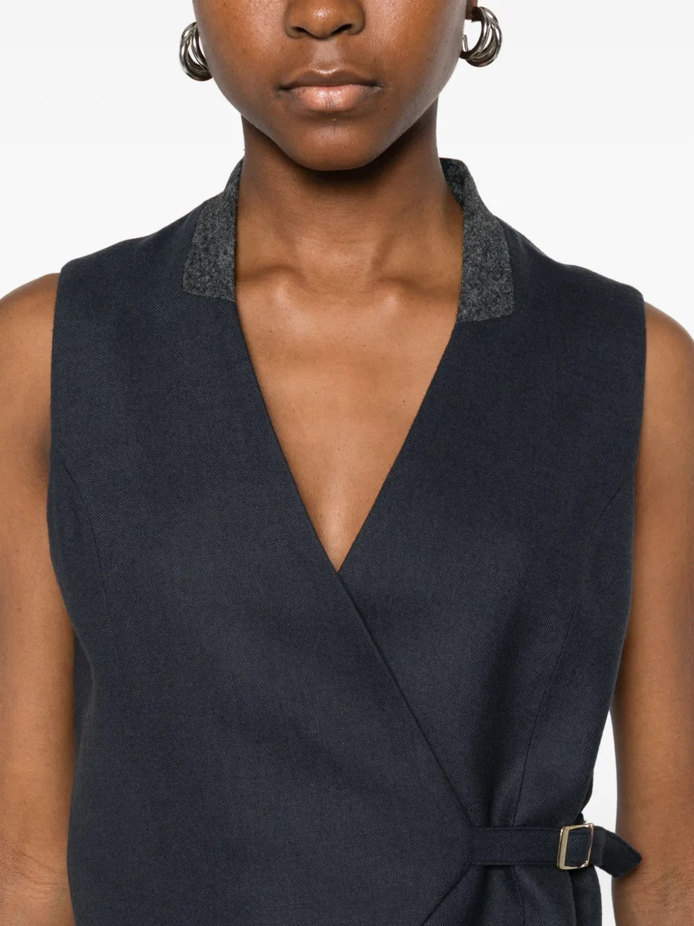 Semicouture Buckle-detail Waistcoat In Gray