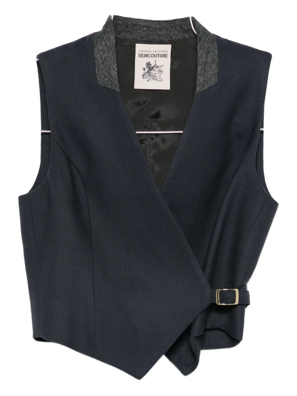 Semicouture Buckle-detail Waistcoat In Gray