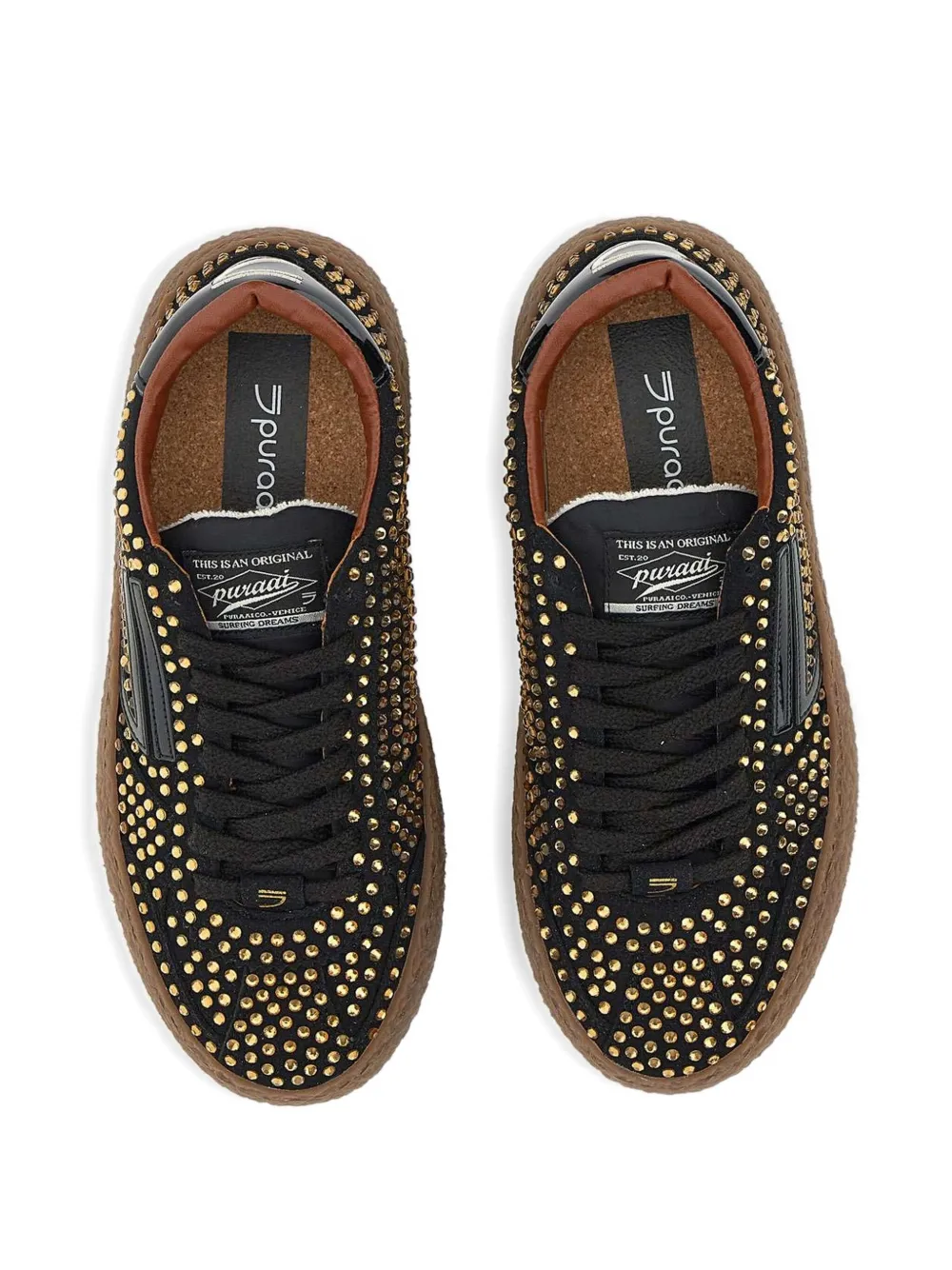 Puraai 1.01 Vintage sneakers verfraaid met kristallen Zwart