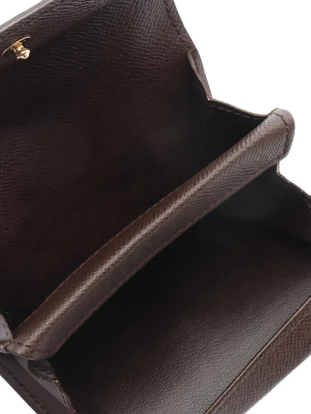 Pre-owned Louis Vuitton 2007 Damier Ebene Porte Monnaie Plat Coin Pouch In Brown