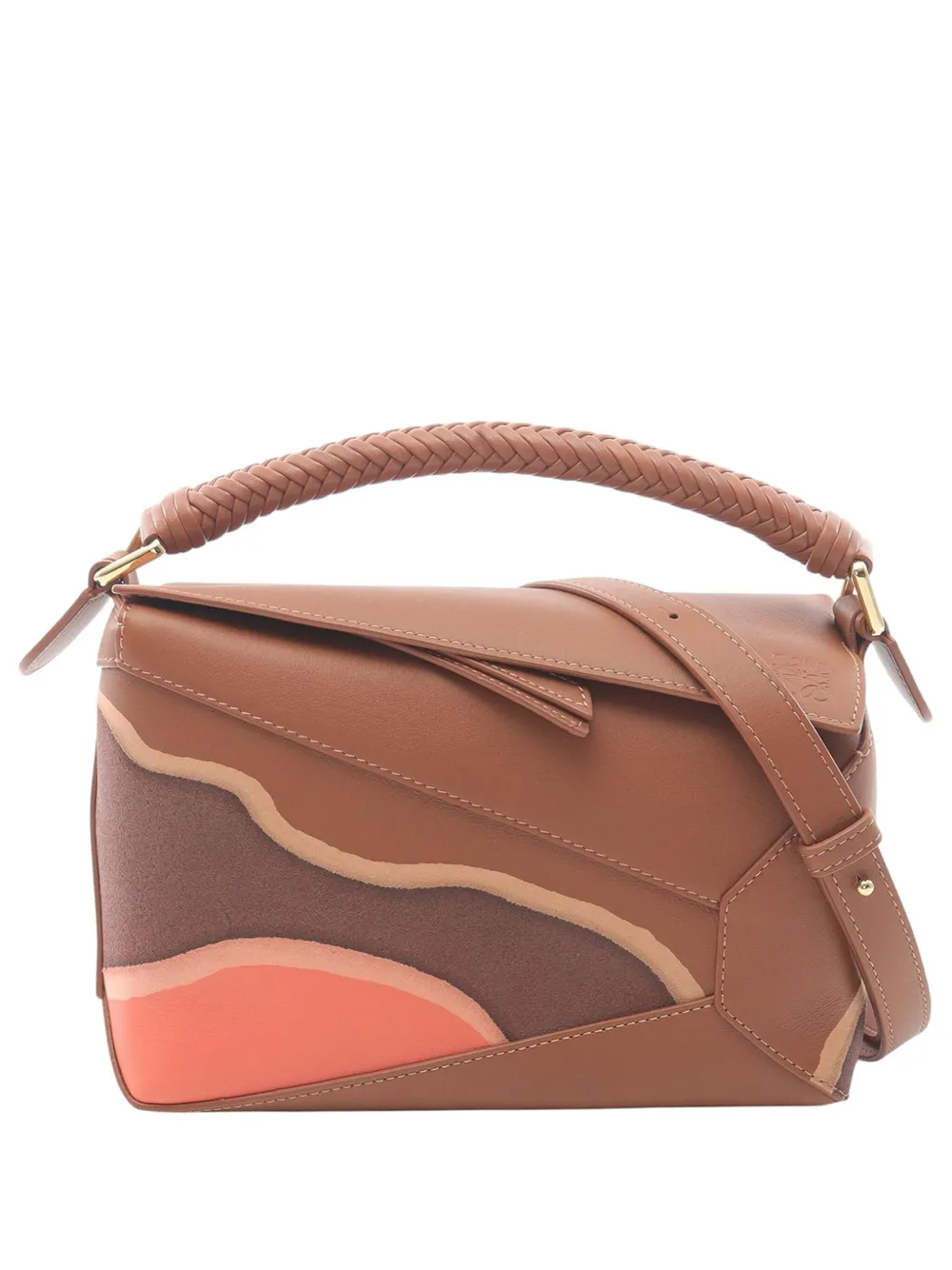 Loewe Pre-Owned 2021-2025 スモール ナッパ カーフ ランドスケープ パズル エッジ サッチェルバッグ - ブラウン