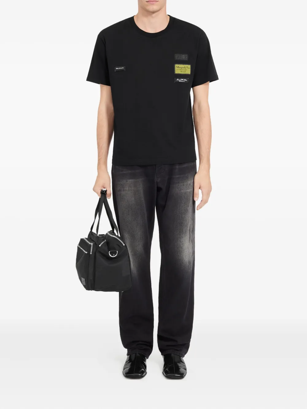 MM6 Maison Margiela T-shirt met ronde hals en patchdetail - Zwart