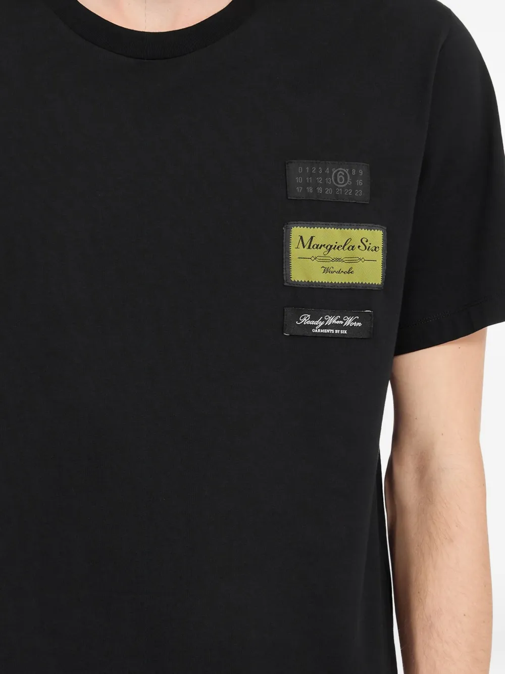 MM6 Maison Margiela T-shirt met ronde hals en patchdetail Zwart