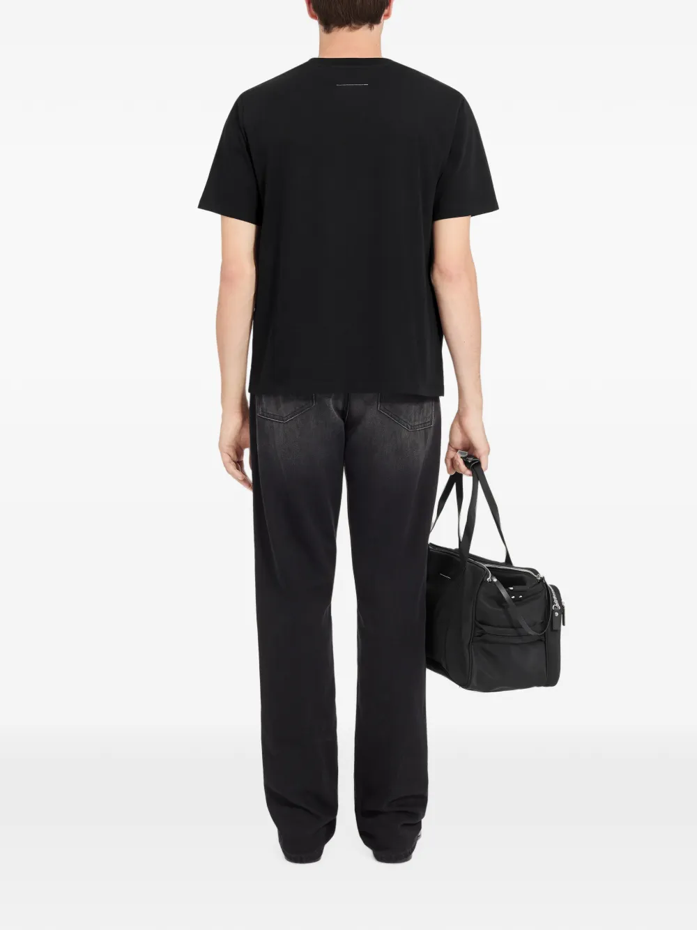 MM6 Maison Margiela Label Patch T-shirt in Black, view 4