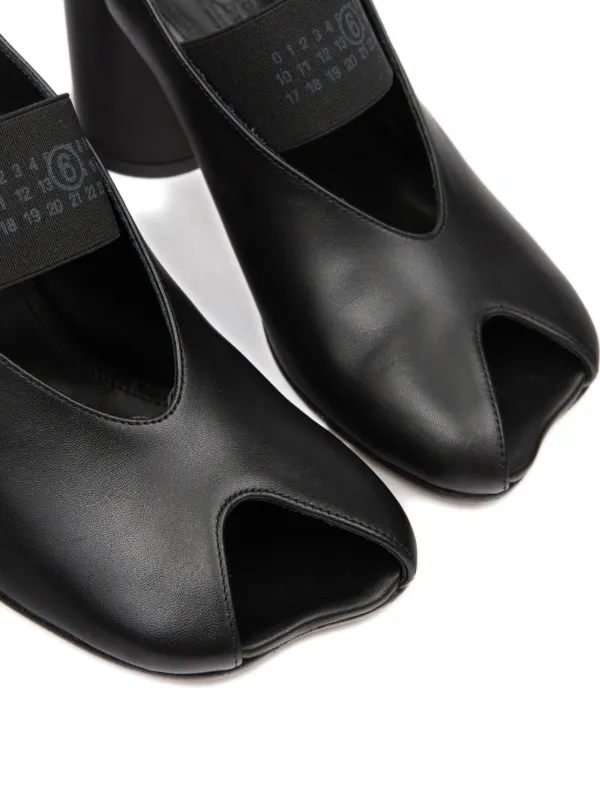 美品★MM6 Maison Margiela ブラック チャンキーヒール 38 MM6 Maison Margiela open-toe Slingback Sandals | Black | FARFETCH SG