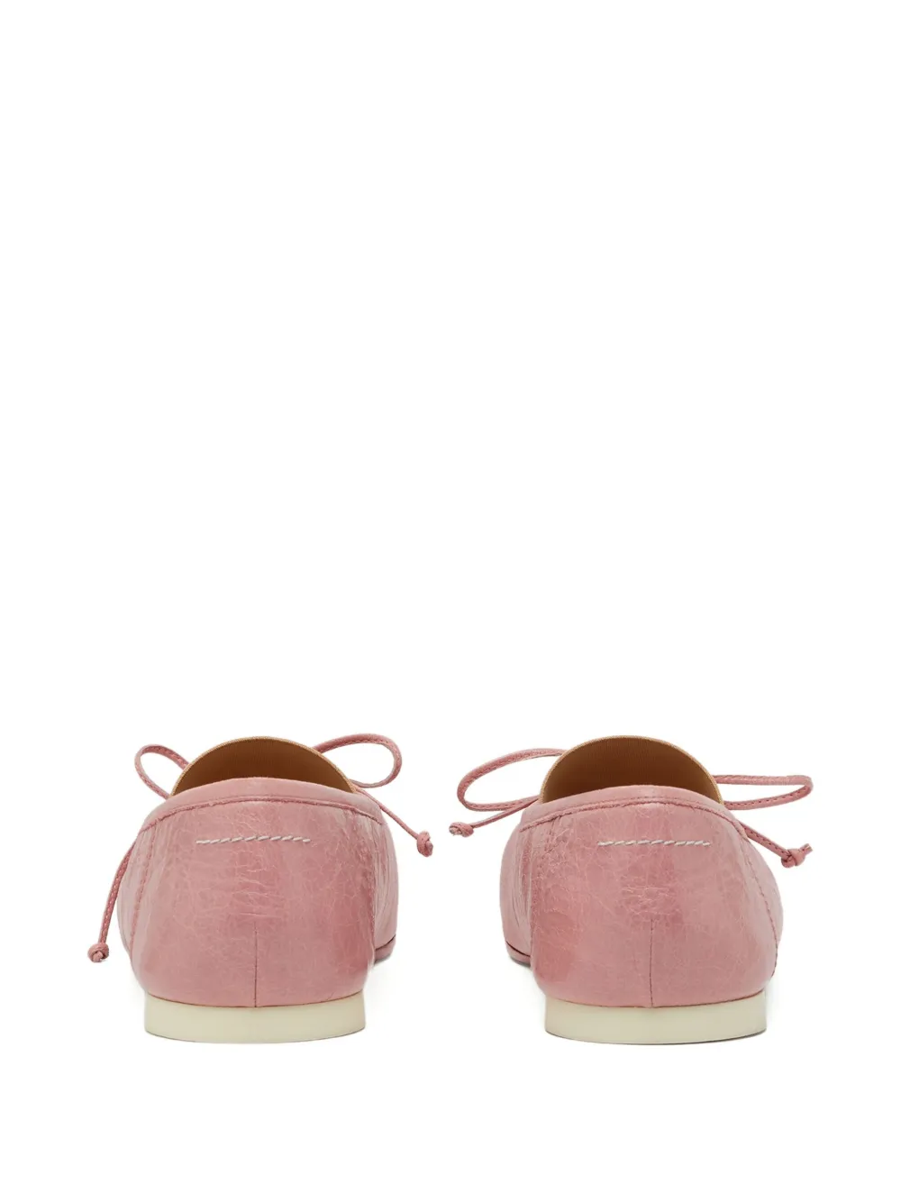 Mm6 Maison Margiela Square-toe Bow Ballet Flats In Pink