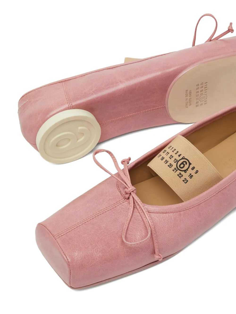 Mm6 Maison Margiela Square-toe Bow Ballet Flats In Pink