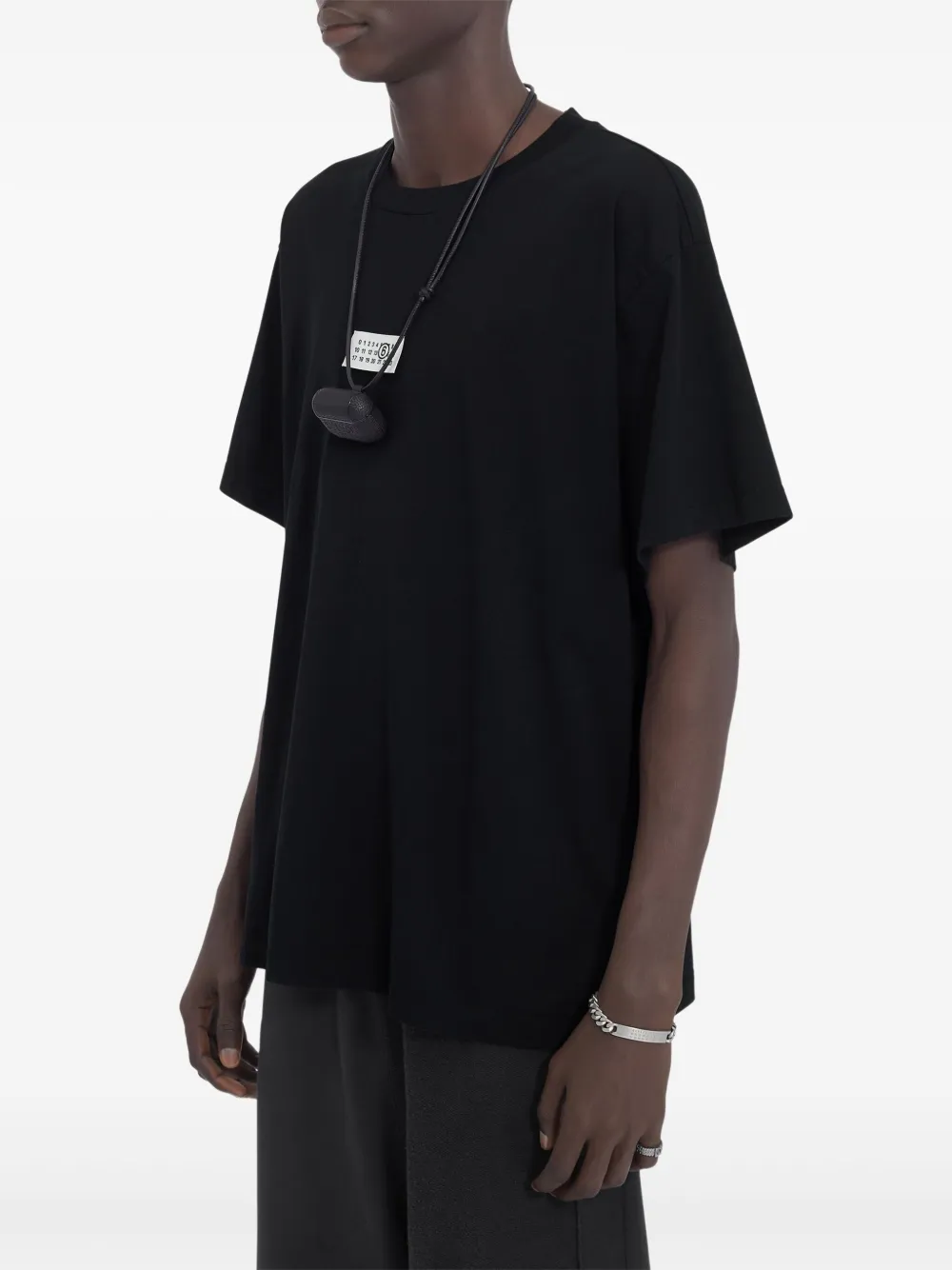 Mm6 Maison Margiela Black Round Neck Graphic T-shirt