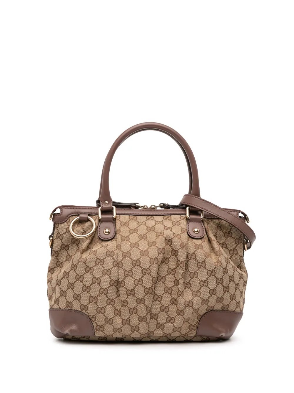 Pre-owned Gucci 2016-2025 Gg Canvas Sukey Satchel In Brown