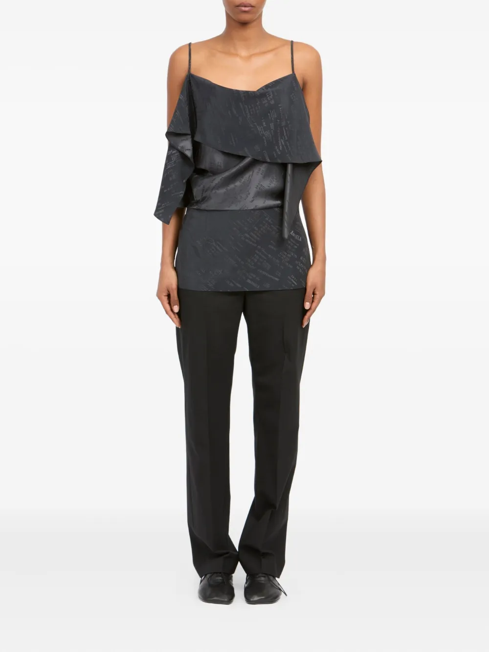 MM6 Maison Margiela Top met open rug en ruches Grijs