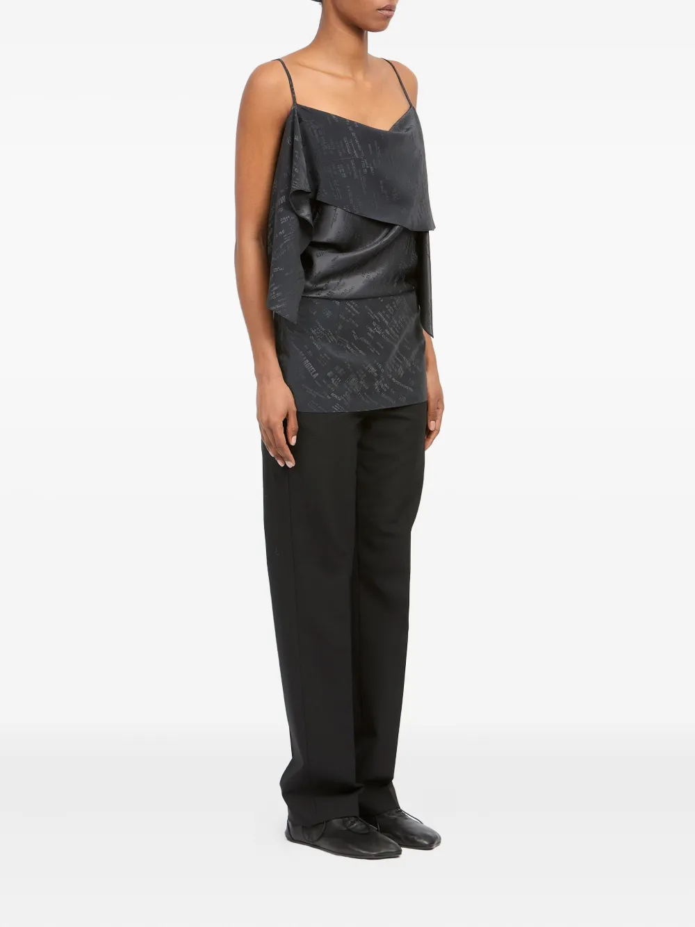 MM6 Maison Margiela Top met open rug en ruches Grijs