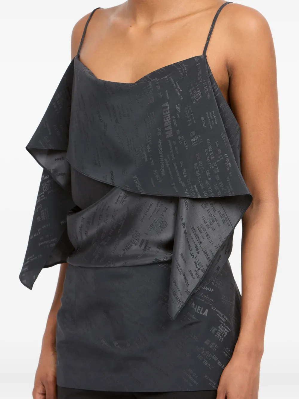 MM6 Maison Margiela Top met open rug en ruches Grijs