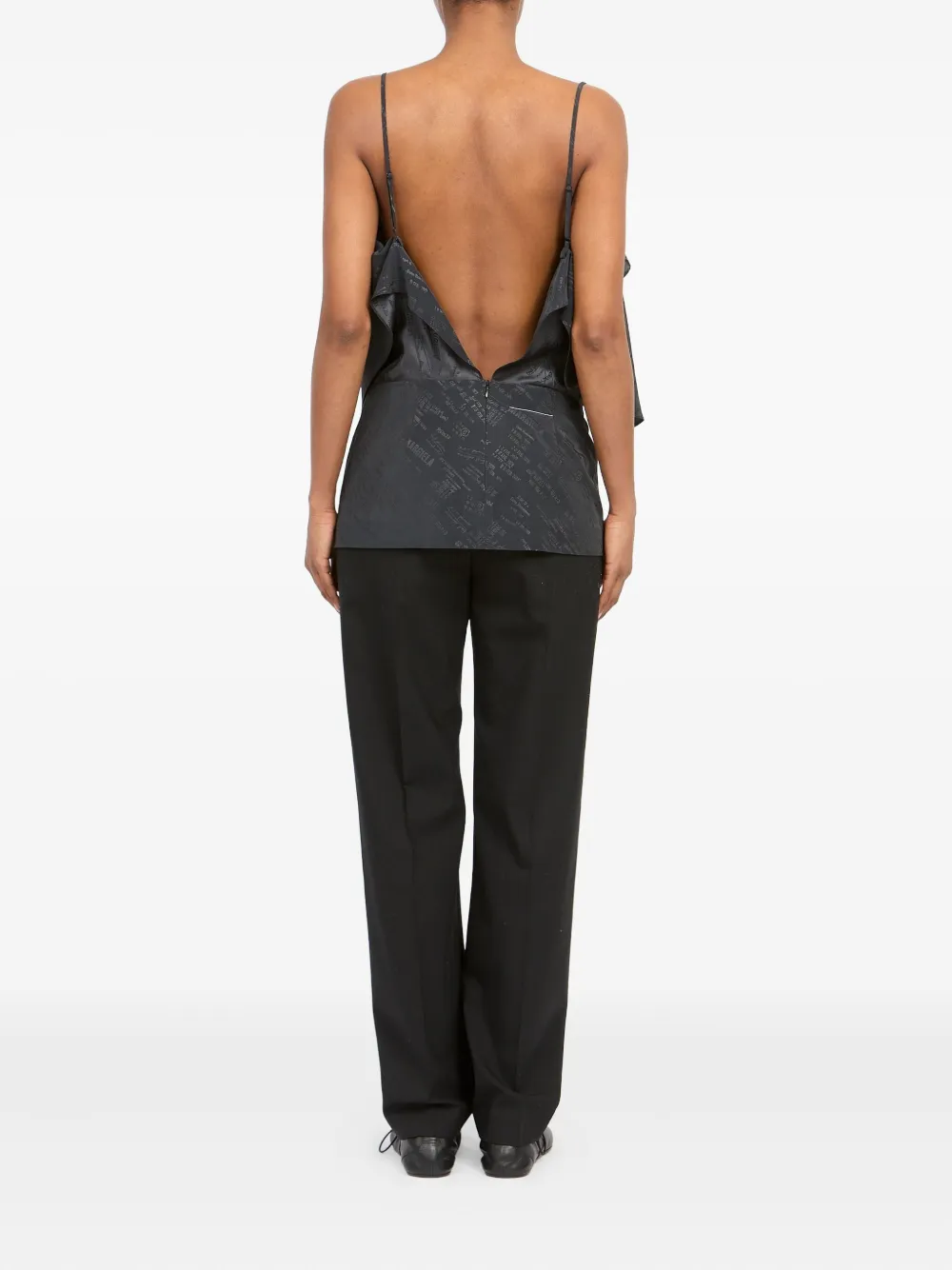 MM6 Maison Margiela Top met open rug en ruches Grijs