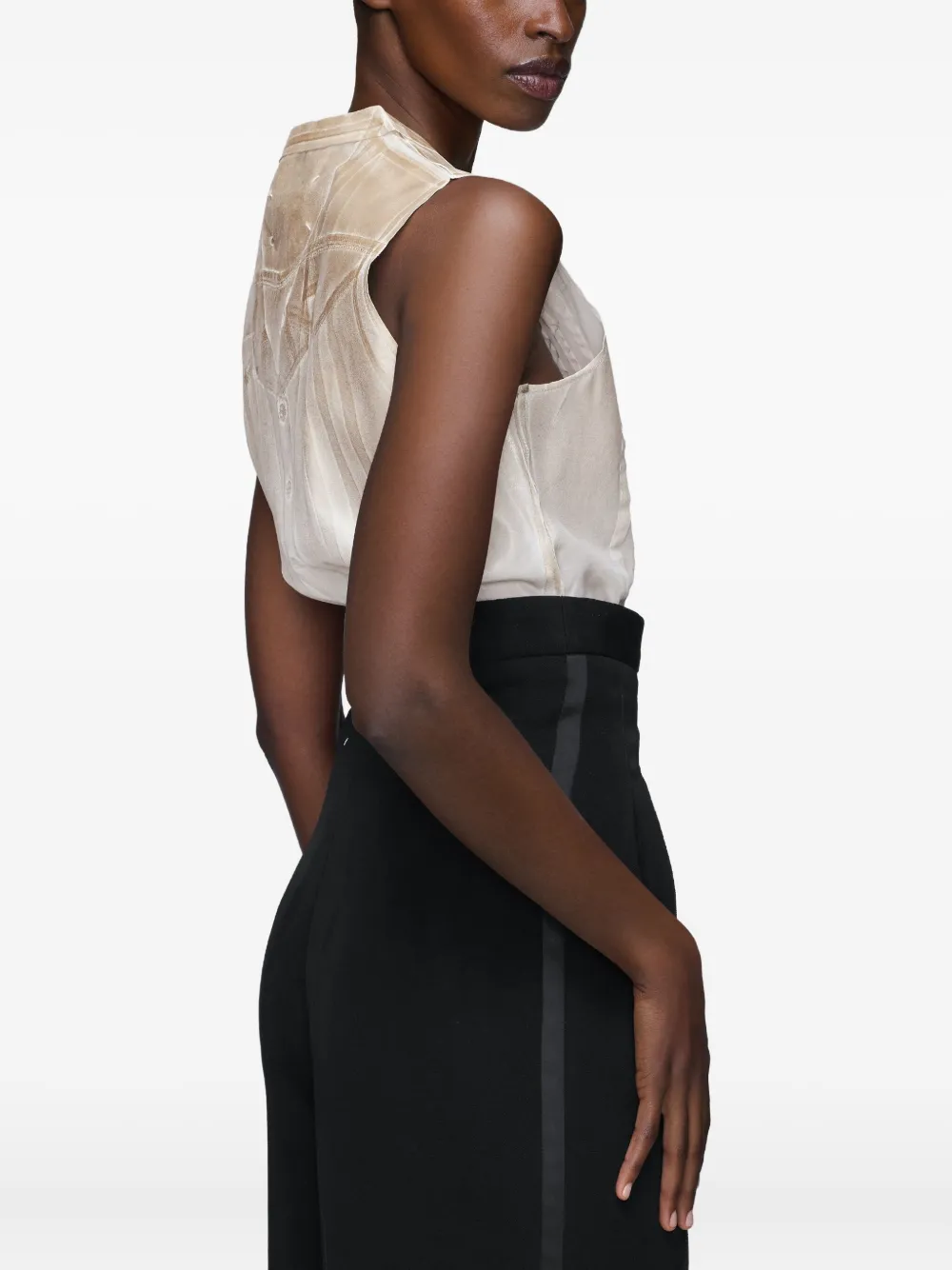 Maison Margiela Perforated Sleeveless Shirt In Neutral