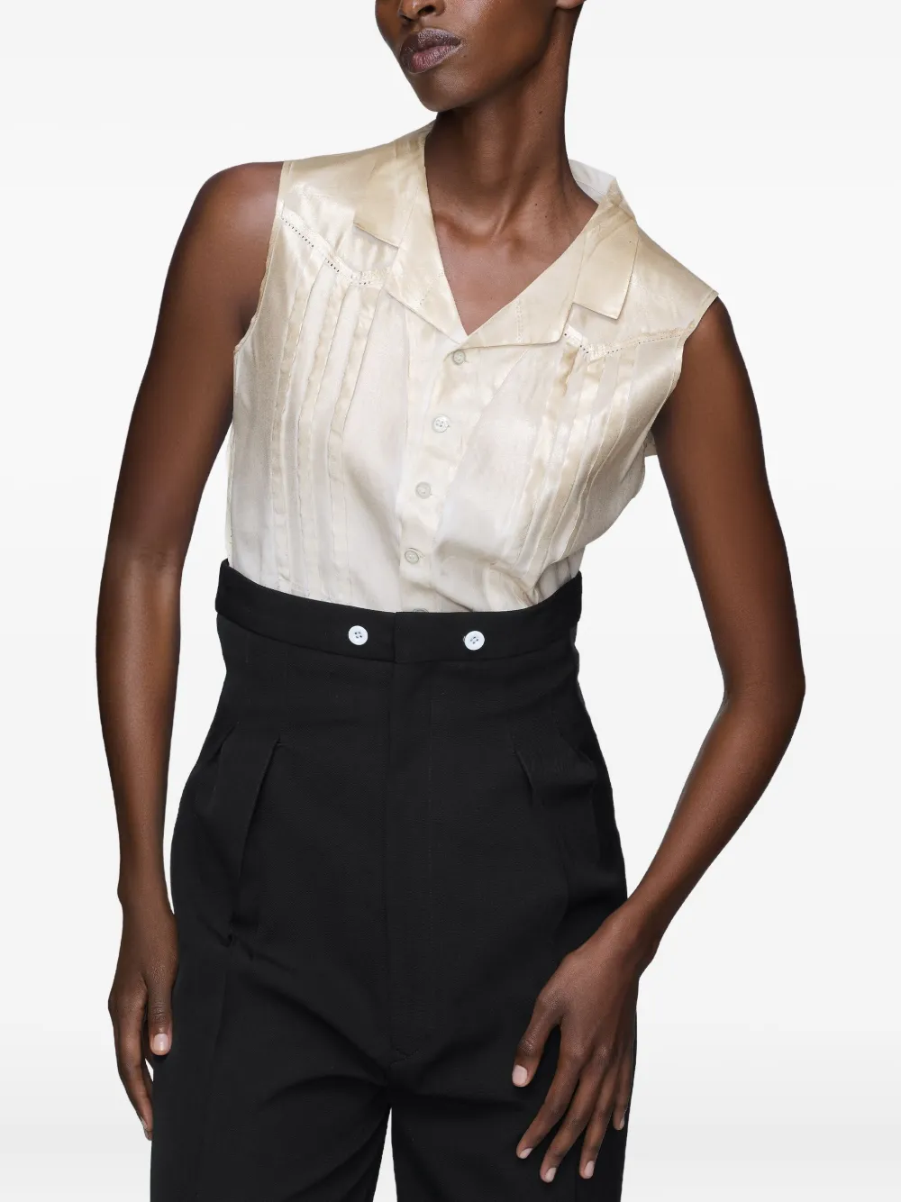 Maison Margiela Perforated Sleeveless Shirt In Neutral