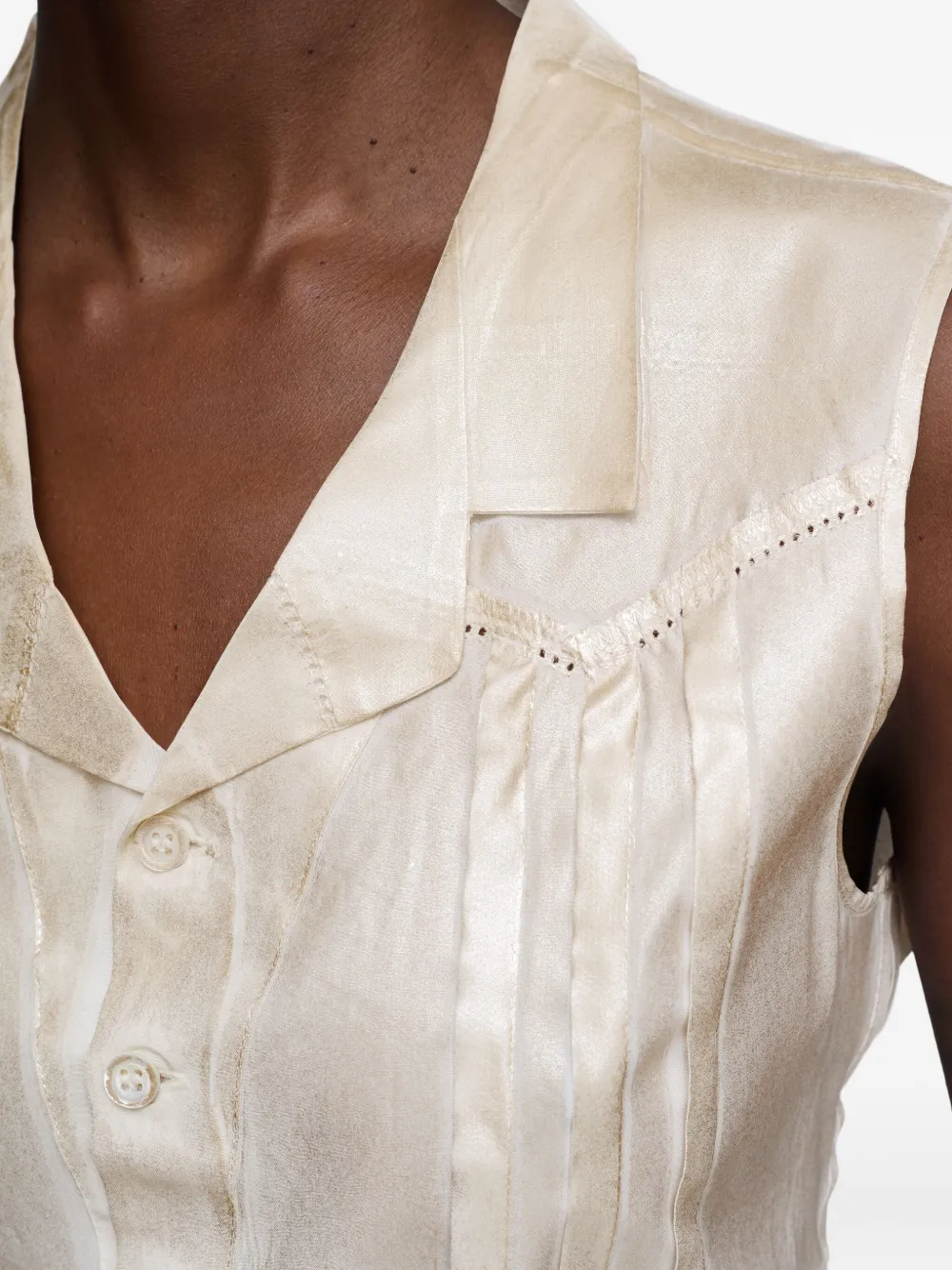 Maison Margiela Perforated Sleeveless Shirt In Neutral