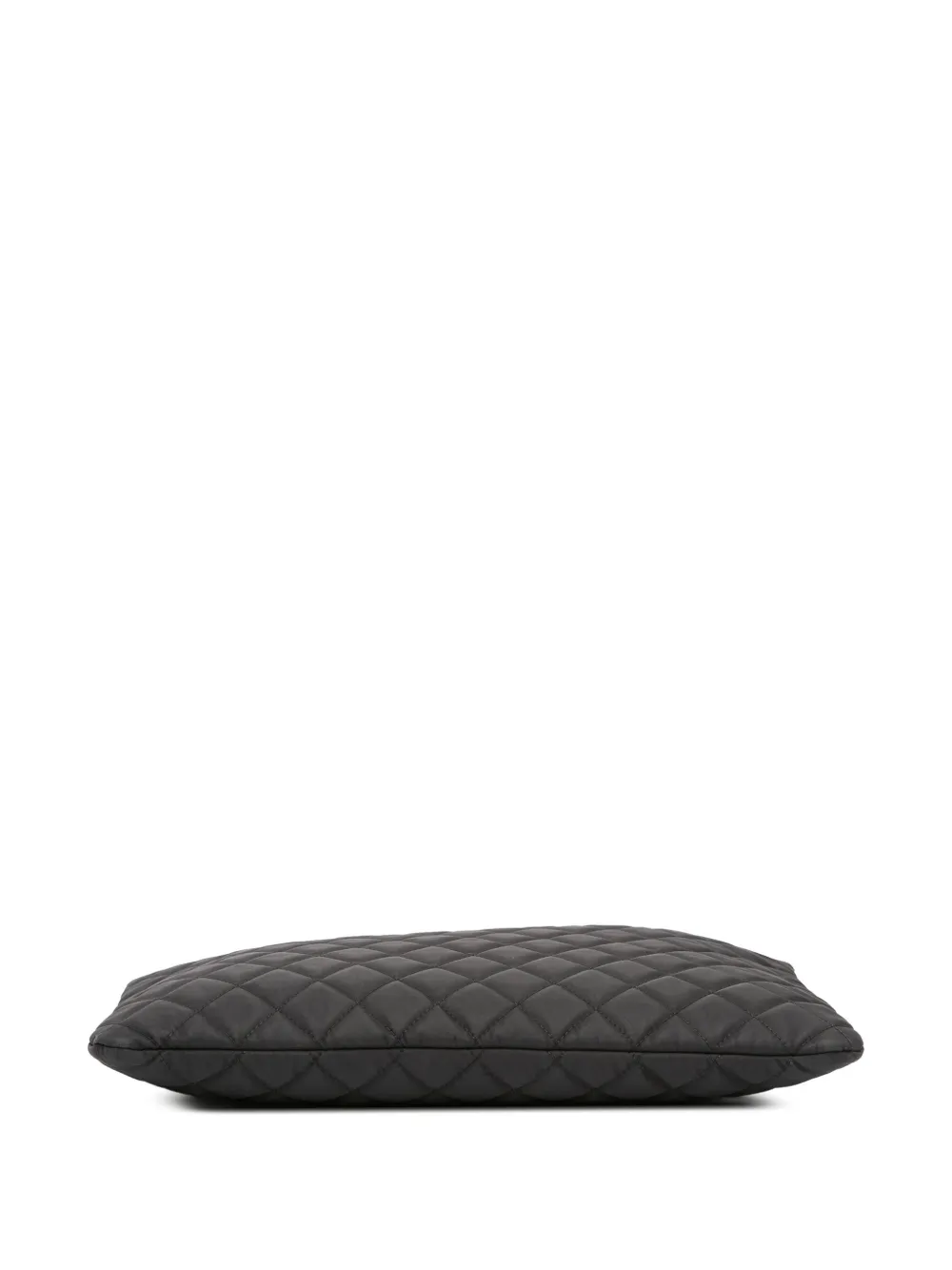 Pre-owned Chanel 2013-2014 Large Quilted Nylon O Case Clutch Bag In Black