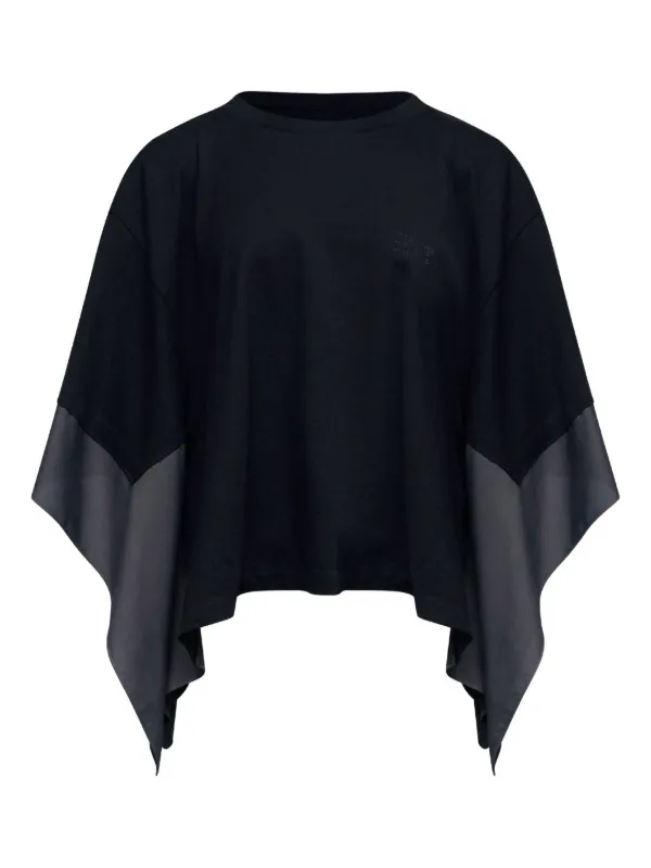 mm6 ブラック プリーツ ブラウス ポンチョ MM6 Maison Margiela ラウンドネック ブラウス | ブラック | FARFETCH JP