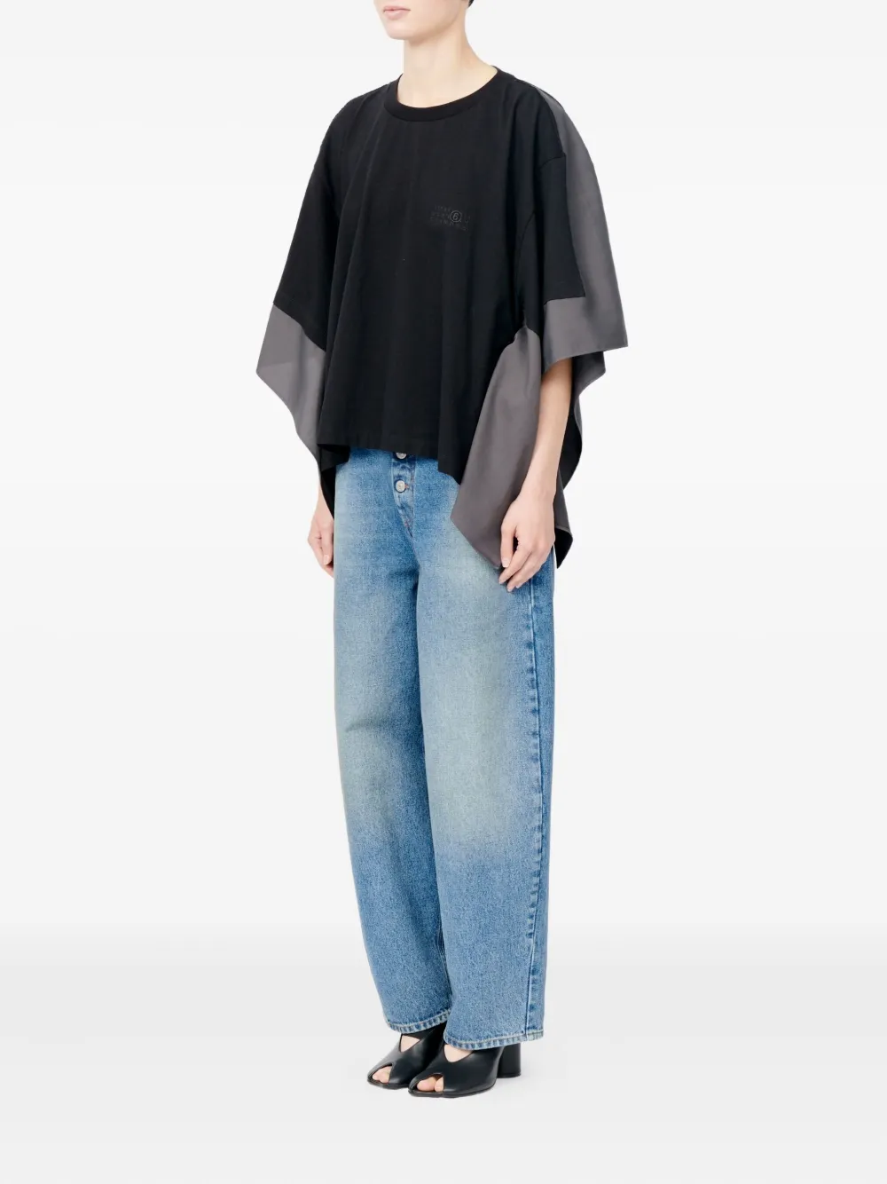 MM6 Maison Margiela ラウンドネック ブラウス | ブラック | FARFETCH JP