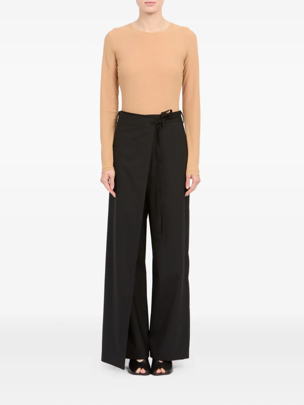 MM6 Maison Margiela tie detail tailored trousers - Zwart