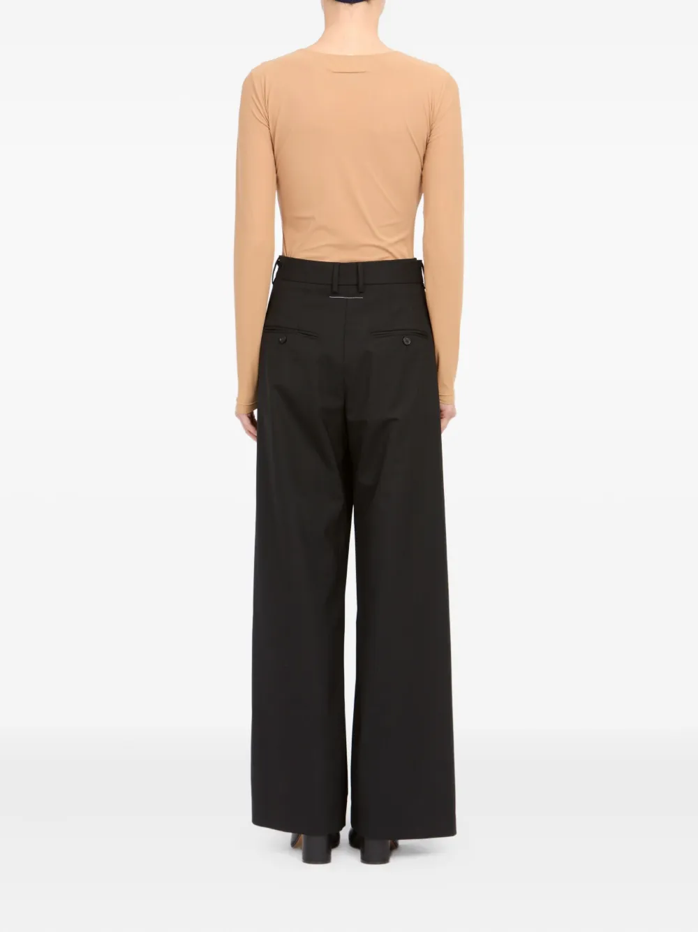 Mm6 Maison Margiela Tie Detail Tailored Trousers In Black