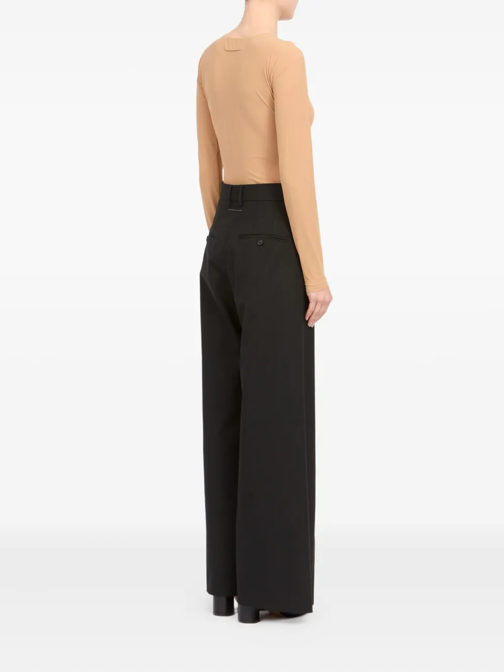 Mm6 Maison Margiela Tie Detail Tailored Trousers In Black
