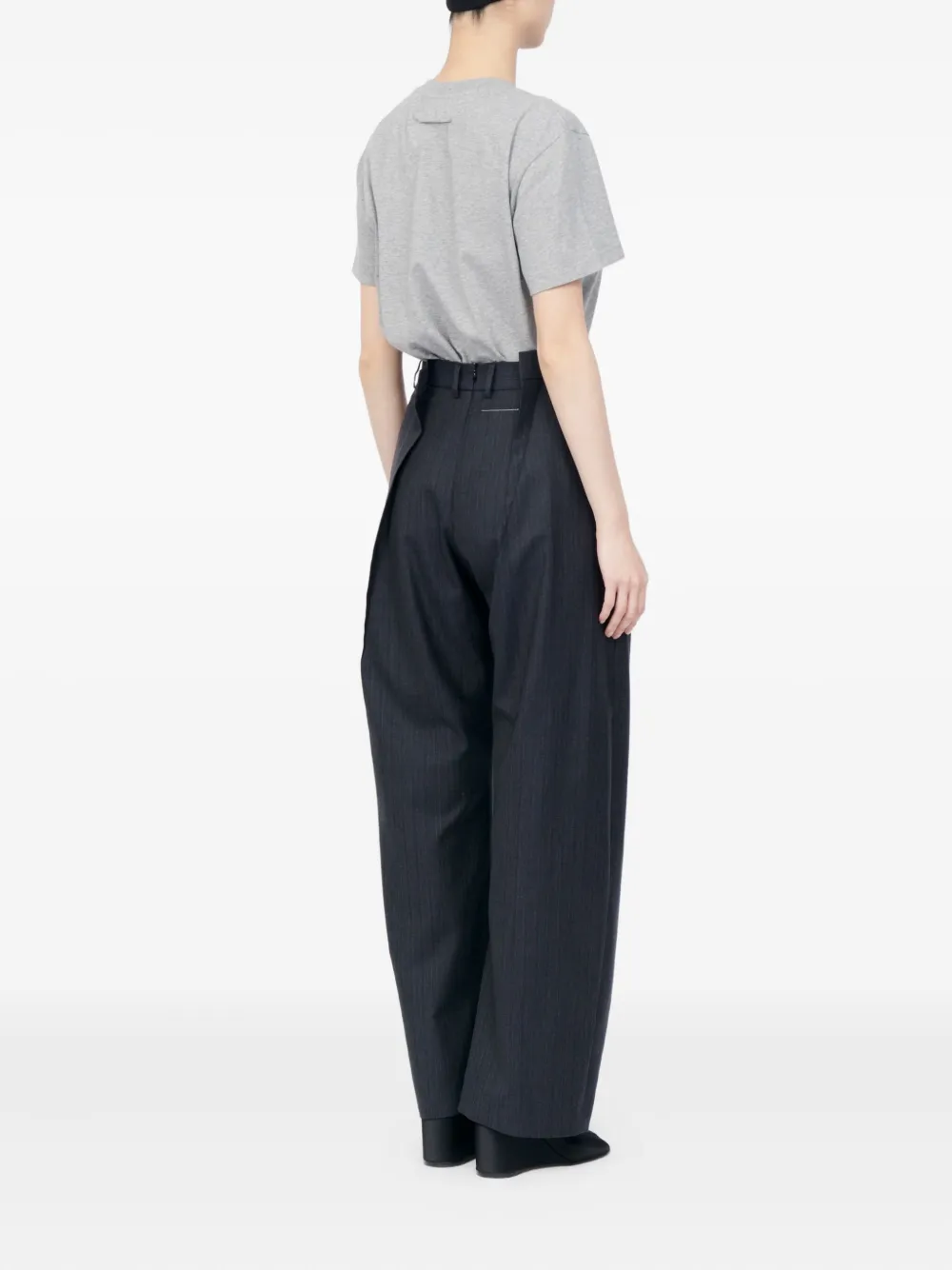 Mm6 Maison Margiela Pinstripe Pleated Trousers In Blue