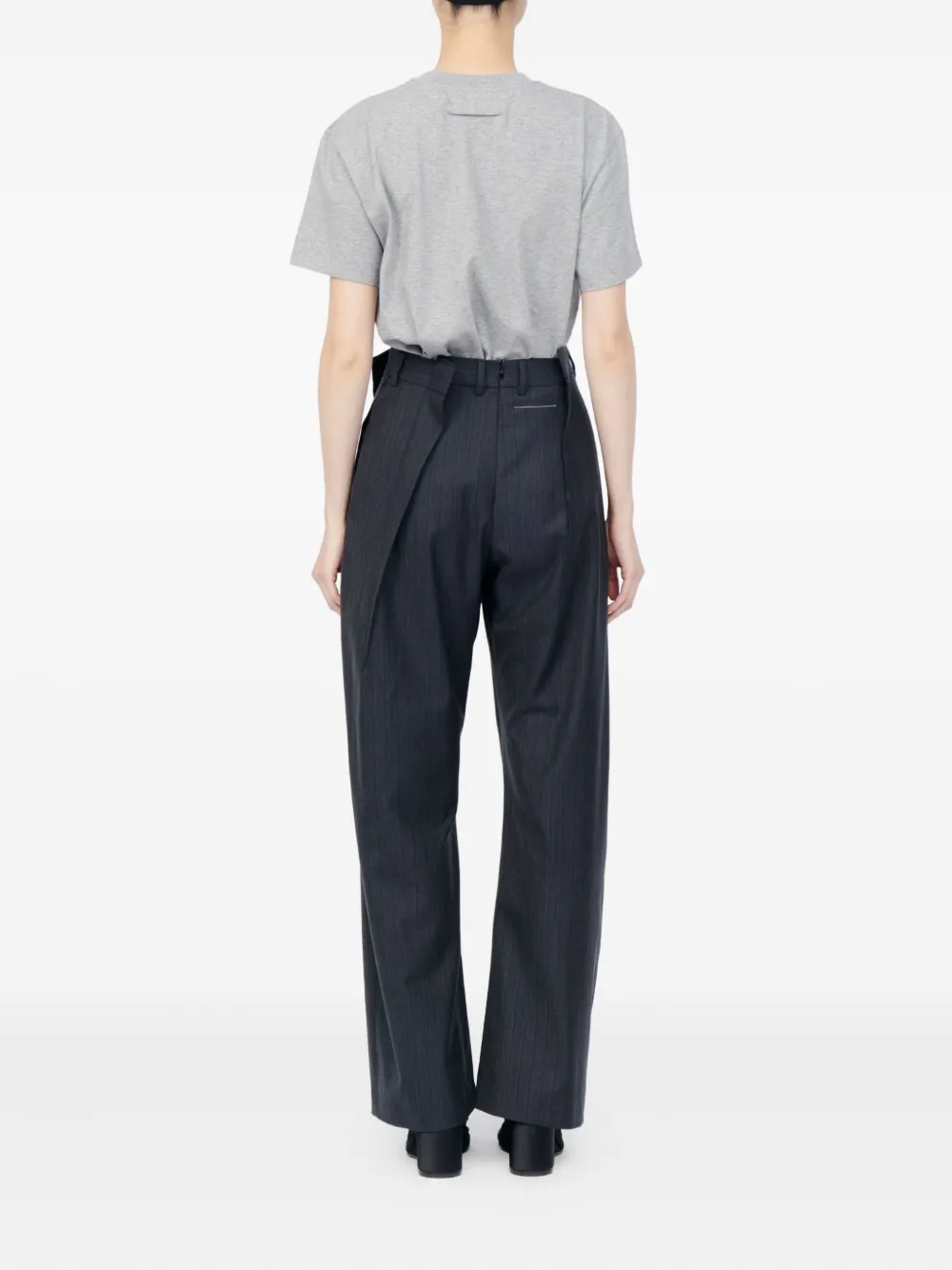 Mm6 Maison Margiela Pinstripe Pleated Trousers In Blue