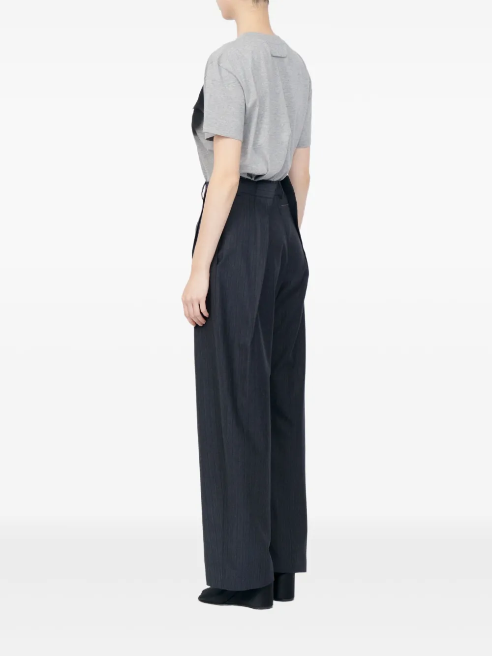 Mm6 Maison Margiela Pinstripe Pleated Trousers In Blue