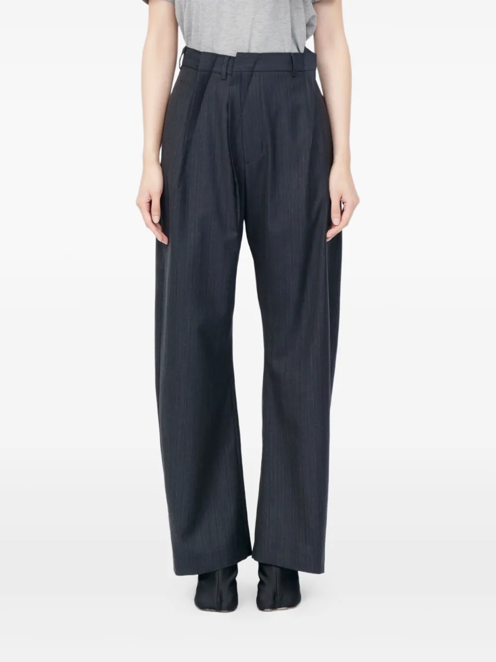Mm6 Maison Margiela Pinstripe Pleated Trousers In Blue