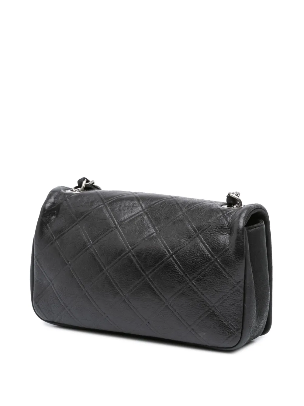 Pre-owned Chanel 2013-2014 Small Diamond Embossed Calfskin New Chic Flap Crossbody Bag In Black