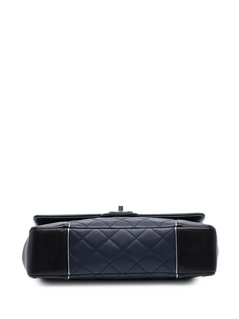 Pre-owned Chanel 2015-2016 Paris-salzburg Jumbo Bicolor Quilted Lambskin Tyrolean Flap Crossbody Bag In Blue