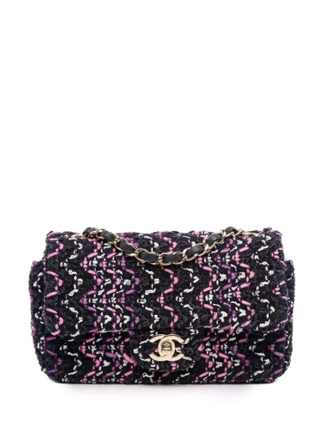 CHANEL Pre-Owned 2021 Mini Rectangular Classic Multicolor Cotton Stitched Single Flap crossbody bag