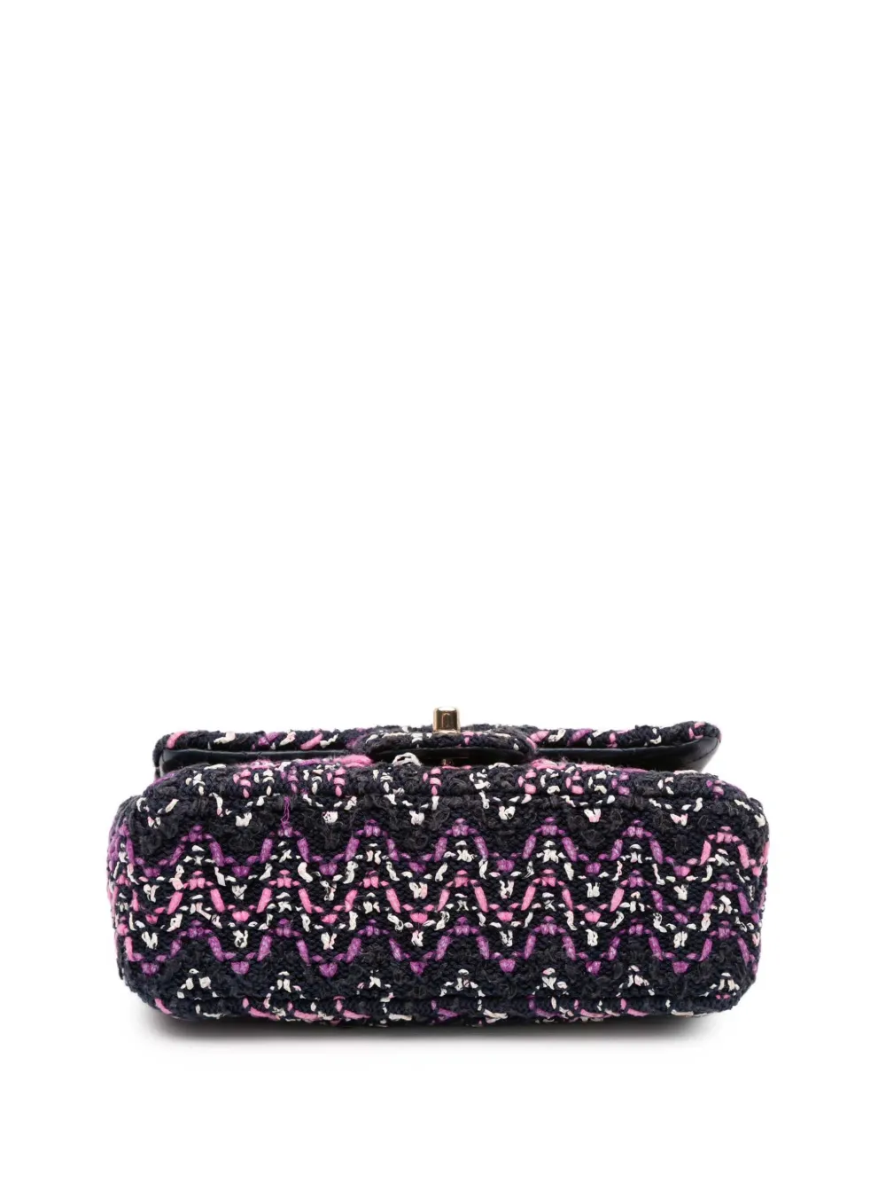 Pre-owned Chanel 2021 Mini Rectangular Classic Multicolor Cotton Stitched Single Flap Crossbody Bag In Purple