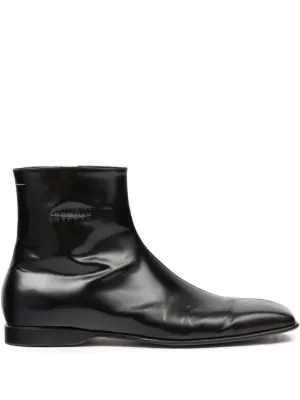 MM6 Maison Margiela Ankle Boot Trunk De Couro | Preto | FARFETCH BR