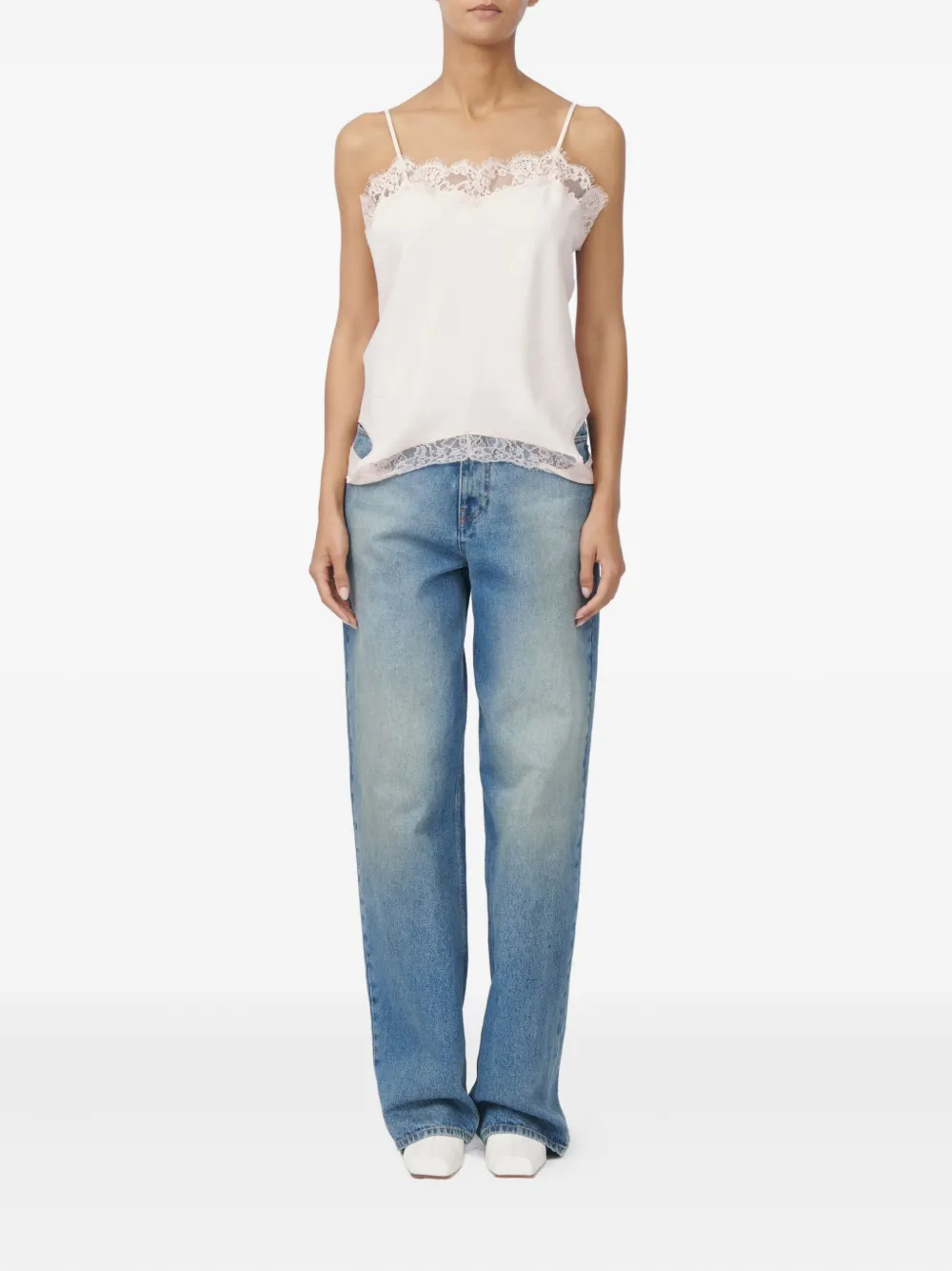 MM6 Maison Margiela Spiegelende top met kant Roze