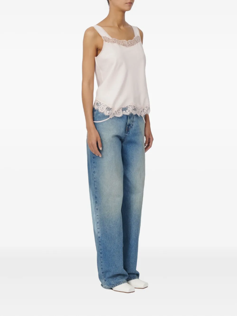 MM6 Maison Margiela Spiegelende top met kant Roze