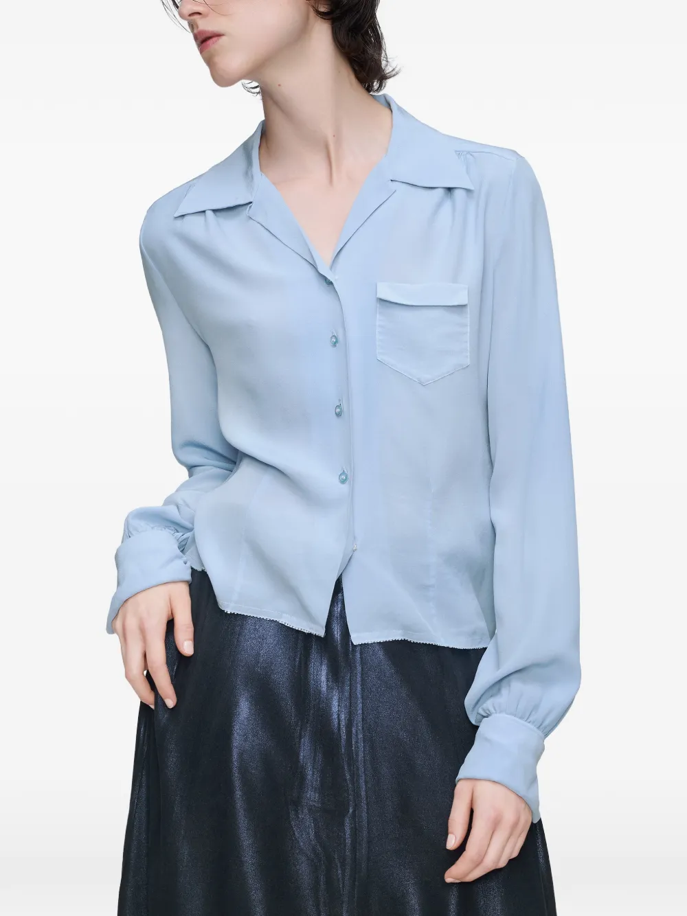 Maison Margiela Blouse met lange mouwen en zak Blauw