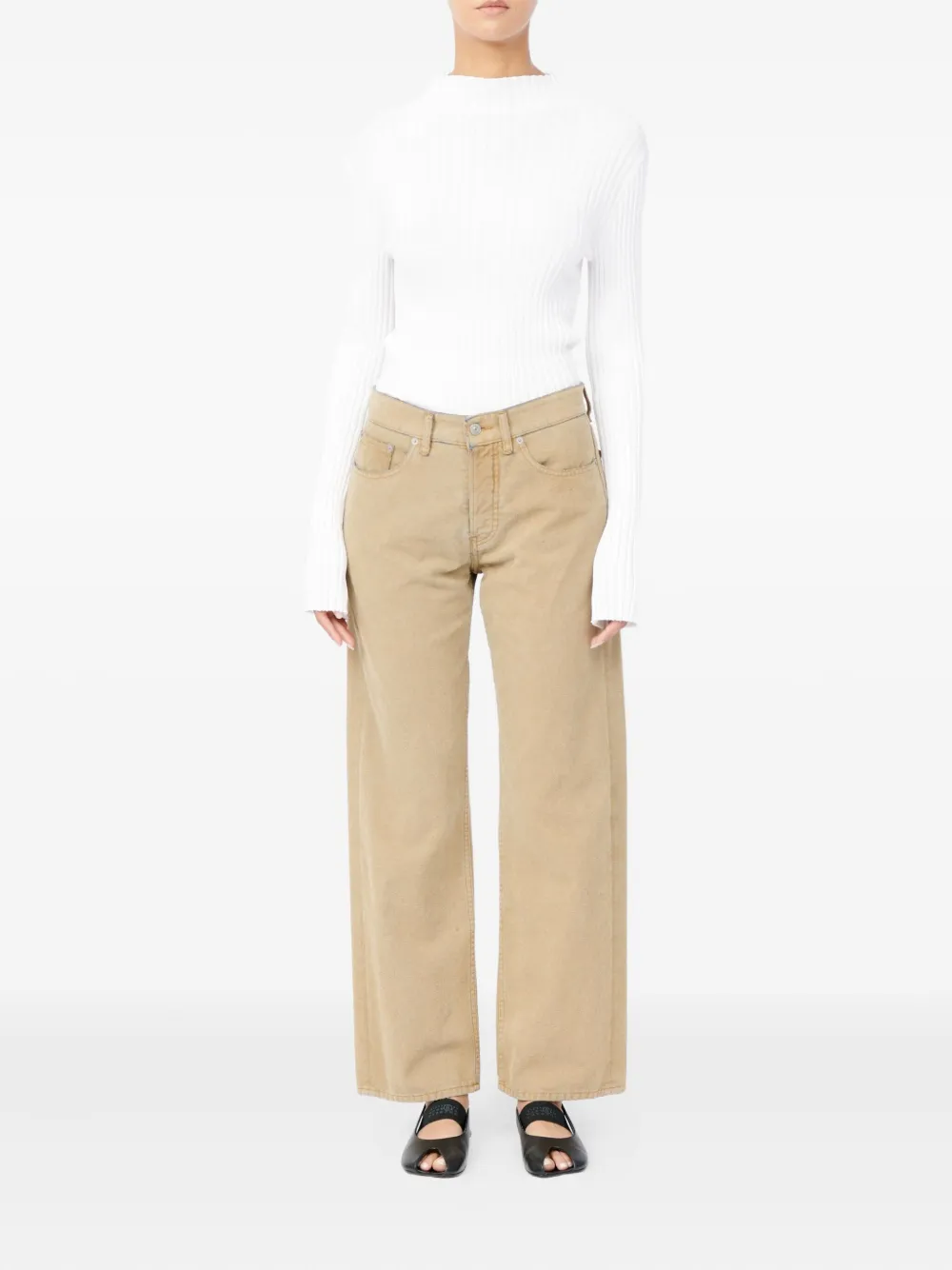 MM6 Maison Margiela Broek met knoopsluiting Beige