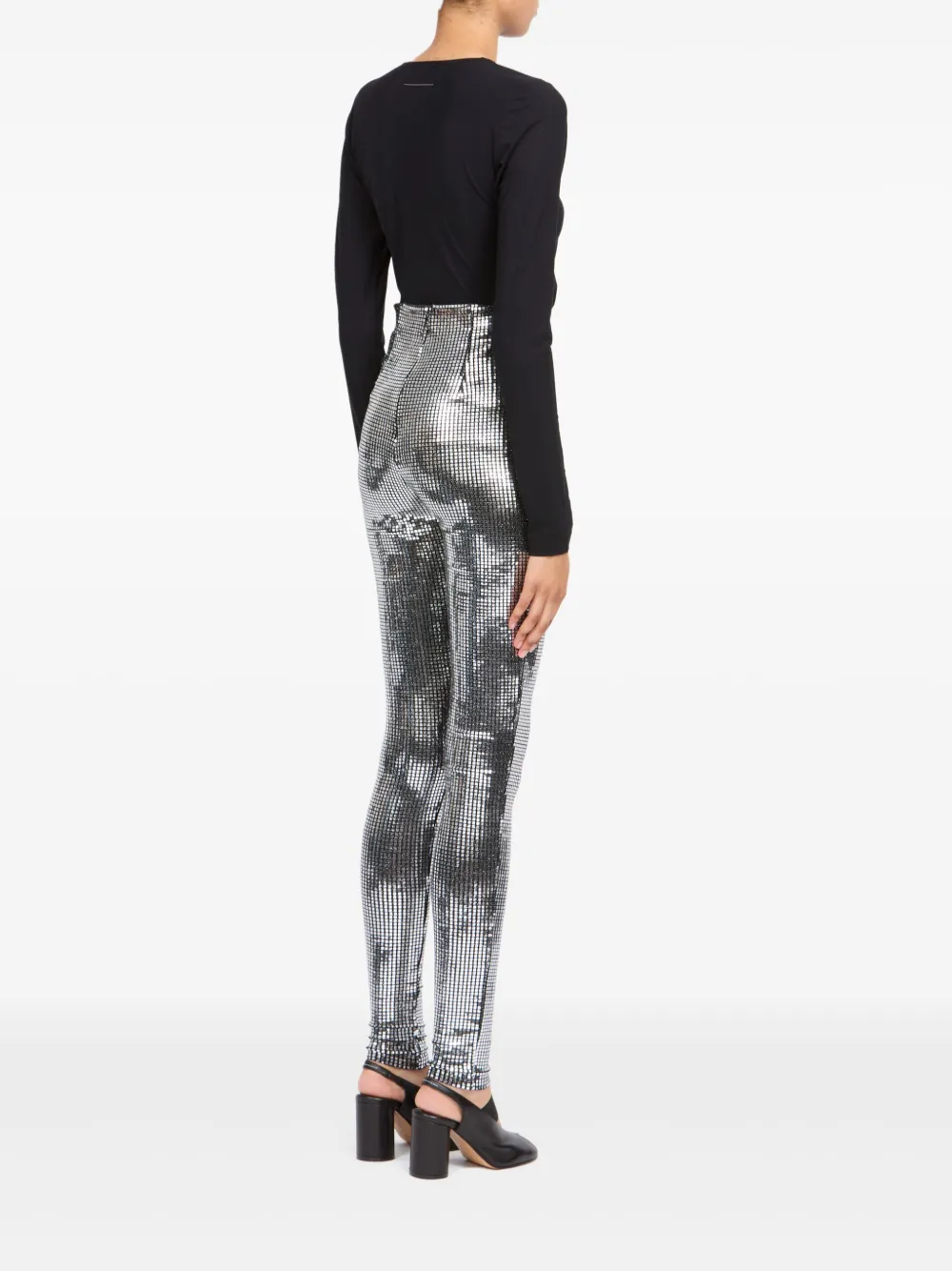 MM6 Maison Margiela Pantalon met pailletten - Zilver