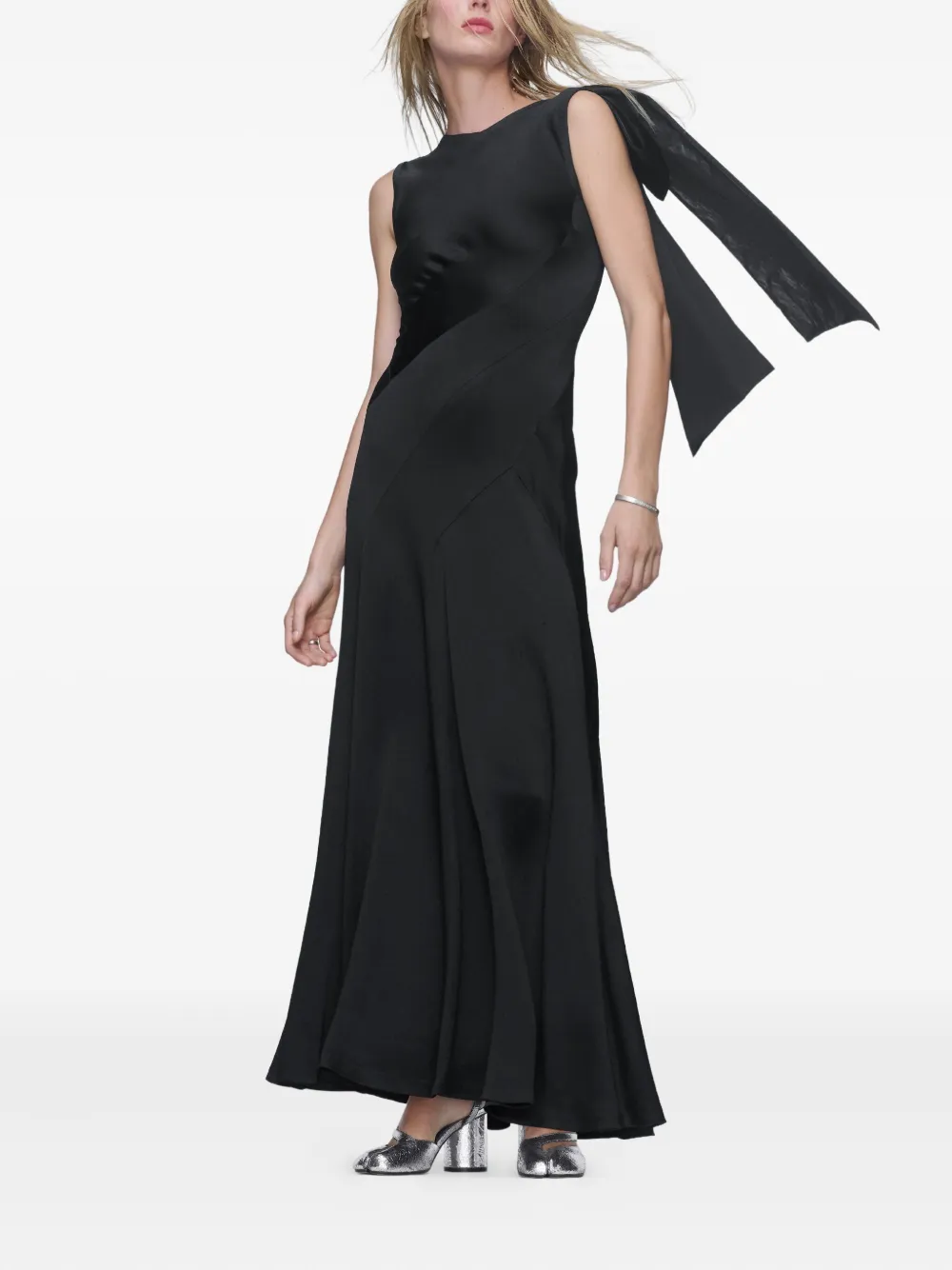 Maison Margiela bow-detail asymmetric gown - Zwart