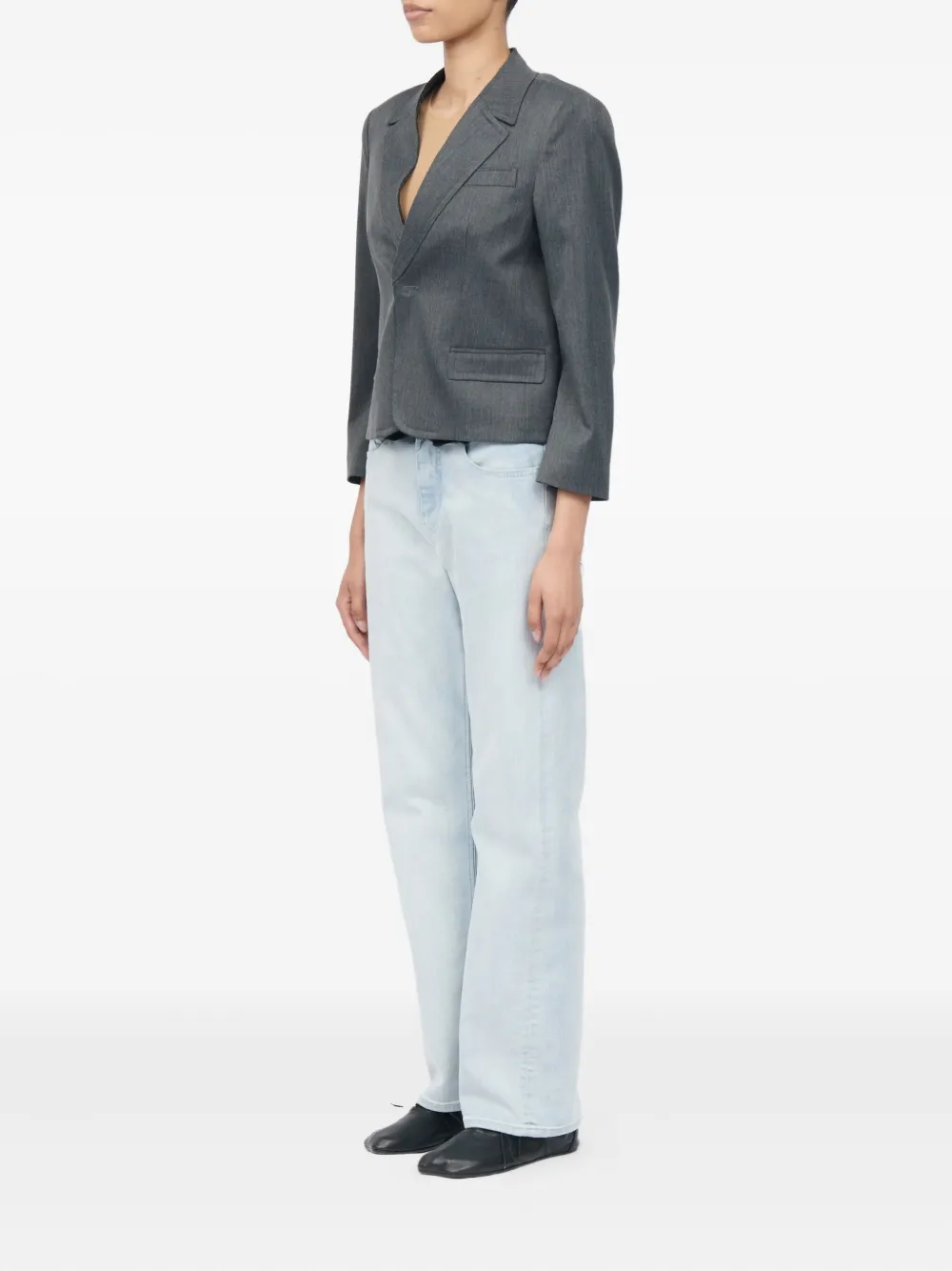  Mm6 Maison Margiela Notched-lapels Jacket - Grey 