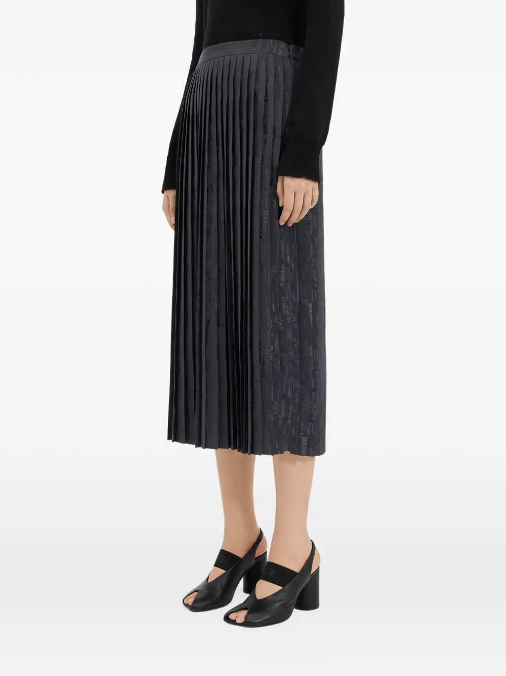 MM6 Maison Margiela Plissierter Rock mit Print - Schwarz
