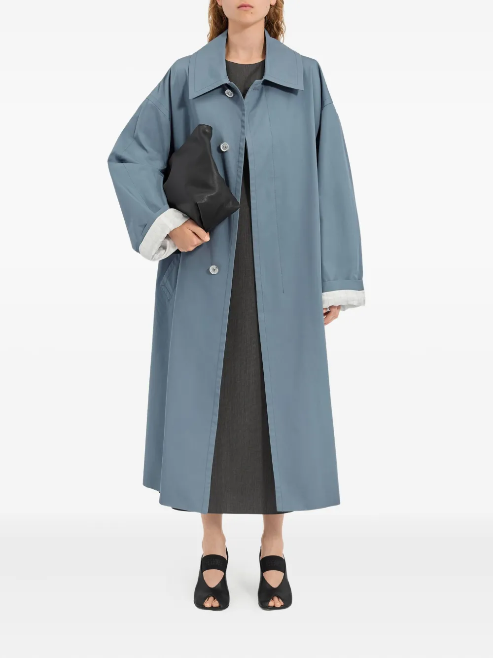 Mm6 Maison Margiela Water-repellent Cotton Gabardine Coat In Blue