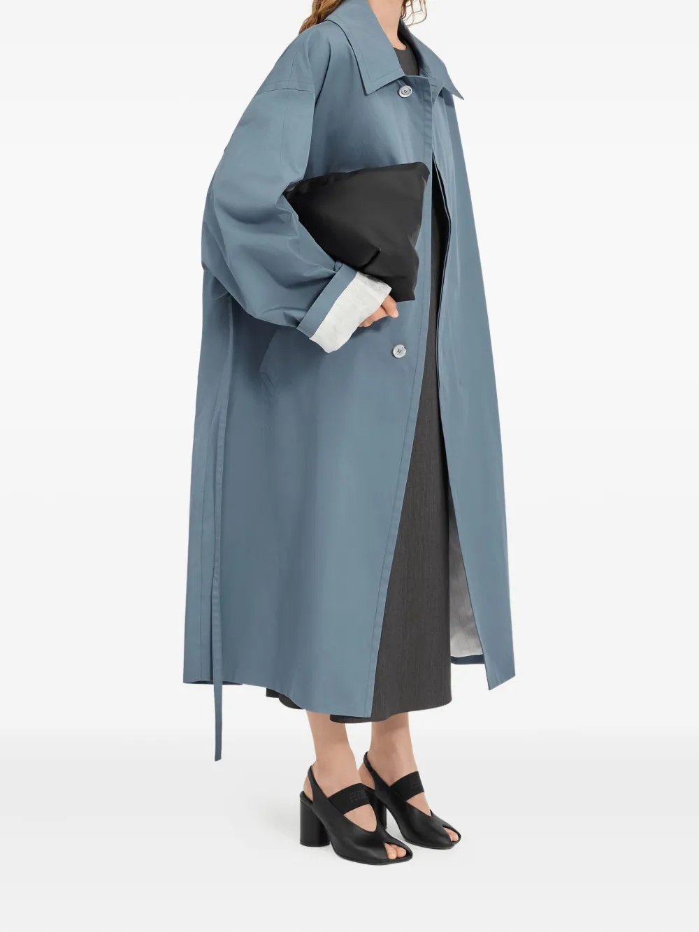 Mm6 Maison Margiela Water-repellent Cotton Gabardine Coat In Blue