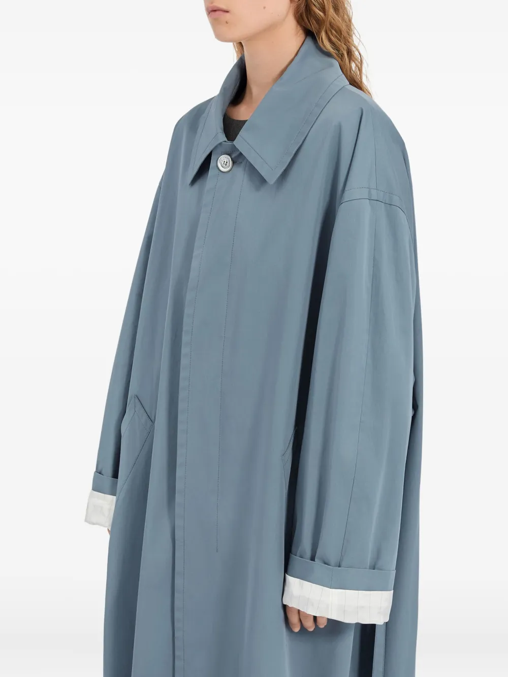 Mm6 Maison Margiela Water-repellent Cotton Gabardine Coat In Blue
