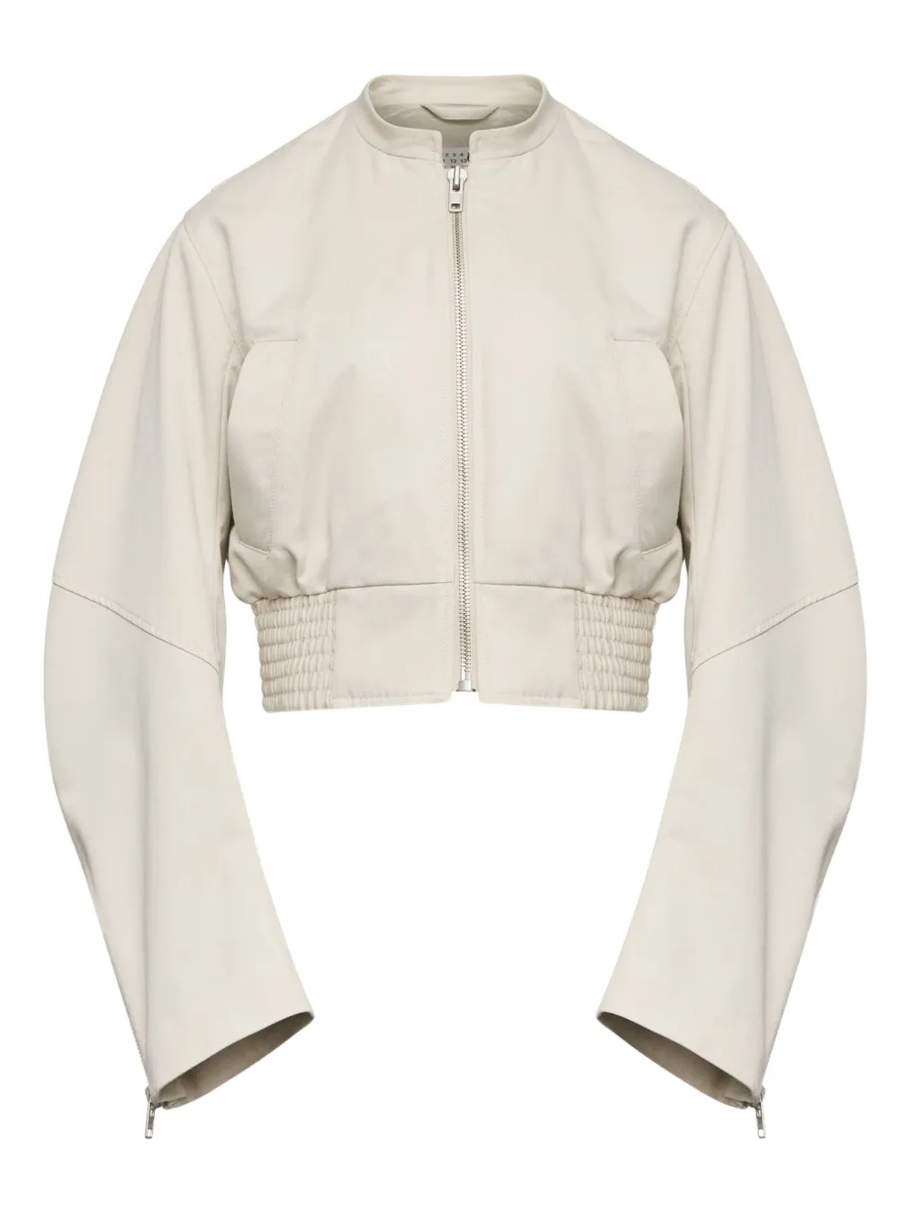 Mm6 Maison Margiela Zip-up Ruched Bomber Jacket In Neutral
