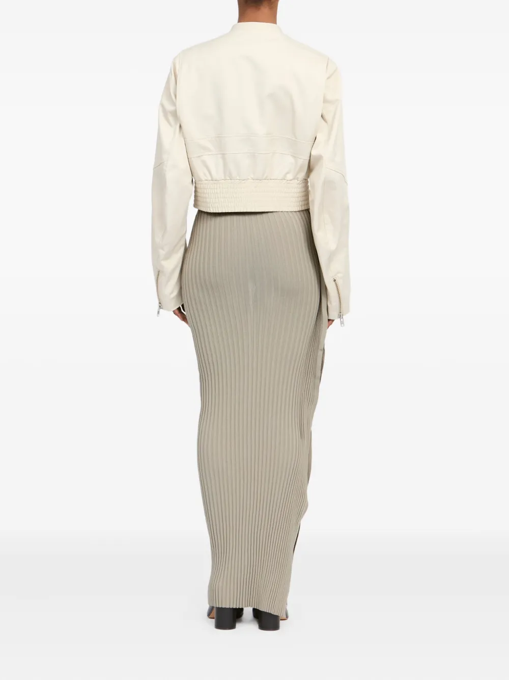 Mm6 Maison Margiela Zip-up Ruched Bomber Jacket In Neutral