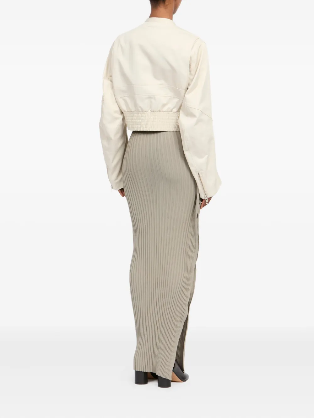 Mm6 Maison Margiela Zip-up Ruched Bomber Jacket In Neutral